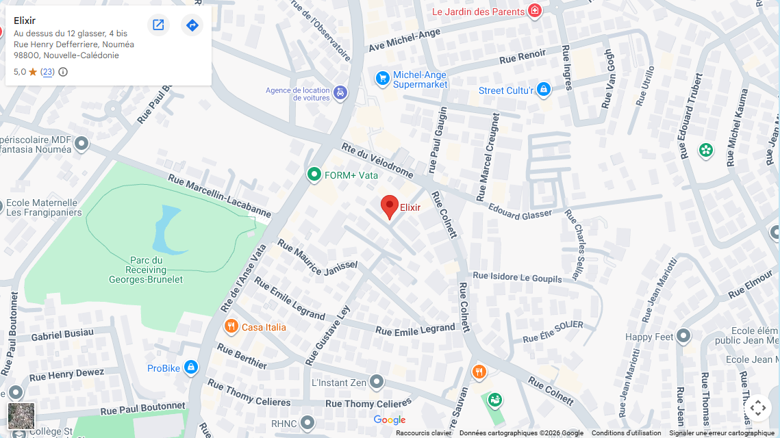 Localisation de l'institut Elixir à Nouméa